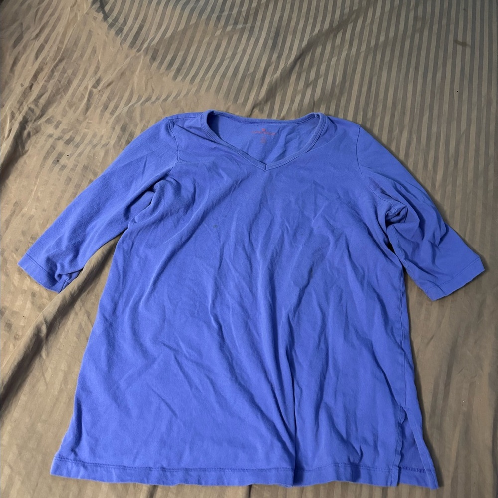 Woman Within Blue 3/4 Sleeve Relaxed T-Shirt Medium